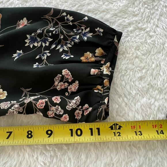 Skies Are Blue Floral Cold Shoulder Top Size M Forest Green 3/4 Sleeves Boho - Picture 8 of 8